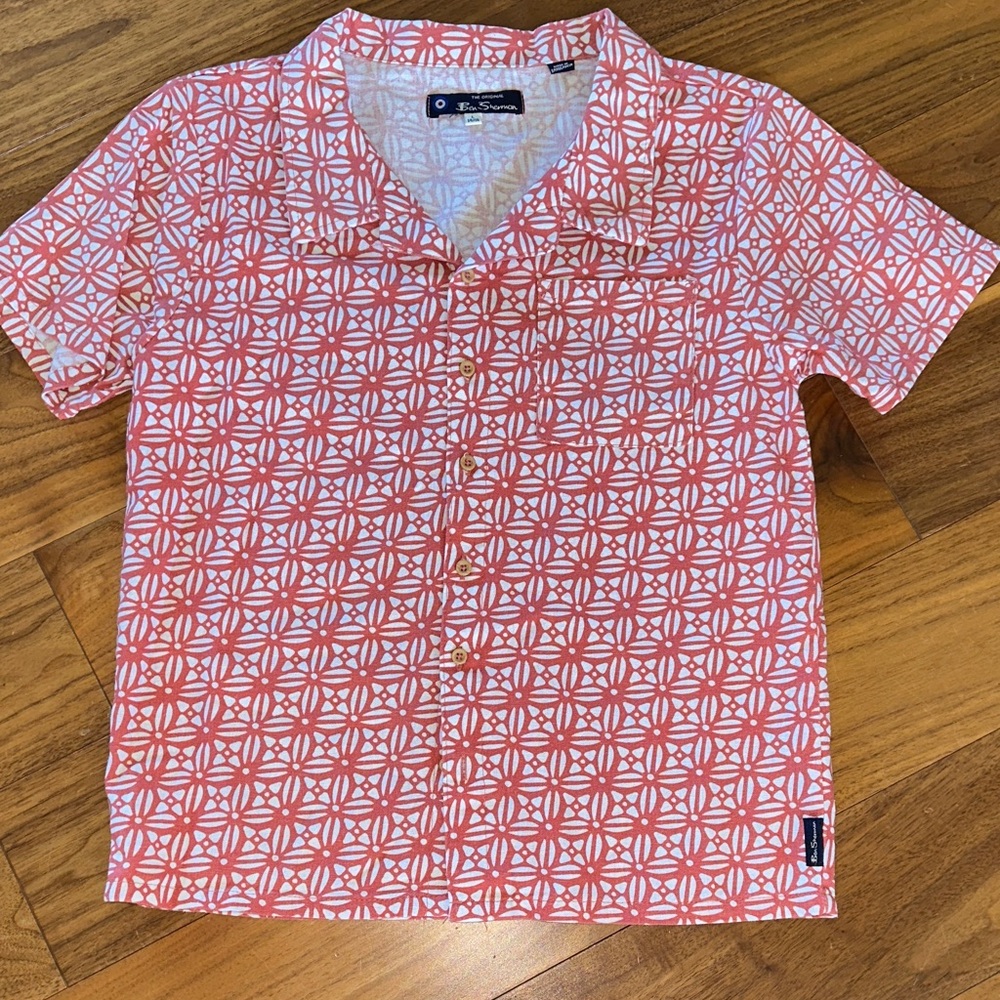 Ben Sherman Kids Red and White Geometric Shirt